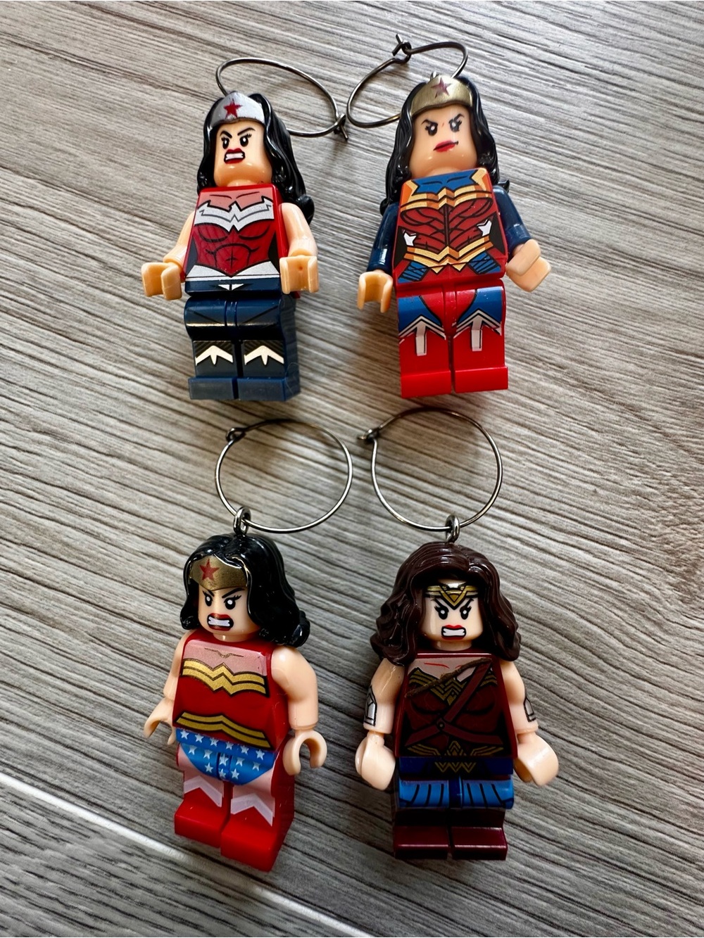 Custom LEGO Wonder Woman Wine Charms Set of 4 • DC Comics Superhero Minifigure